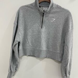 Gymshark Light Gray Cropped Hoodie